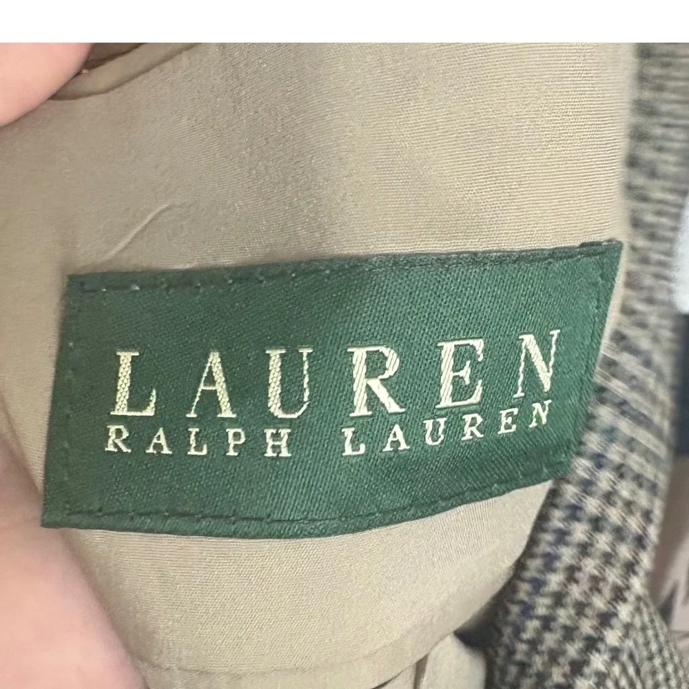 Lauren Ralph Lauren Brown Houndstooth Wool Blazer Sport Coat 44L Dark Academia
